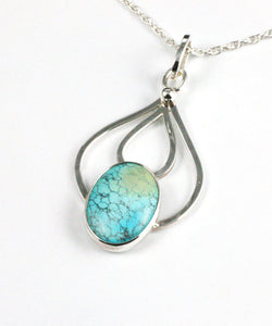 Sterling Silver Chinese Turquoise Pendant